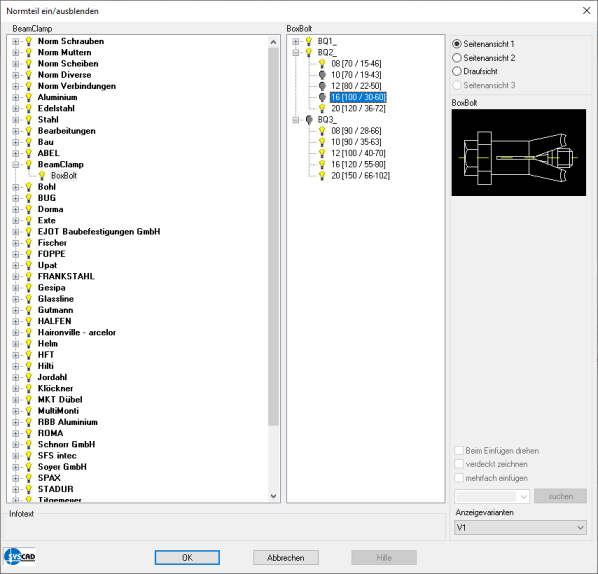 CAD-Bibliothek konfigurieren